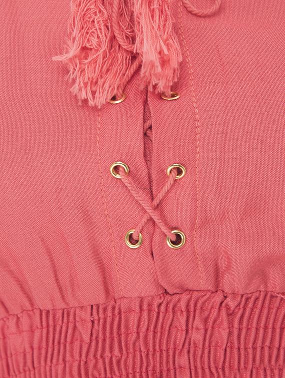 tassel tie up ruched peplum top - 16695773 - Zoom Image - 5