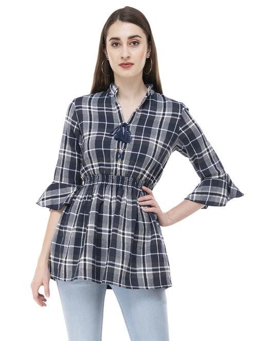 tassel tie up ruched peplum top - 16695774 - Standard Image - 1