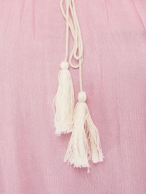 off shoulder contrast tassel tie up top - 16695795 - Standard Image - 4