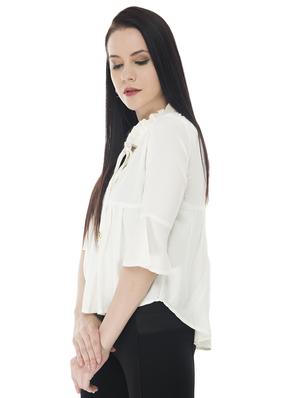 frill trim pleated high low top - 16695803 - Standard Image - 2