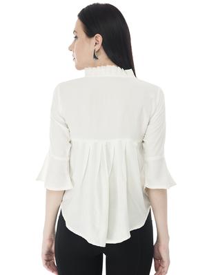 frill trim pleated high low top - 16695803 - Standard Image - 3
