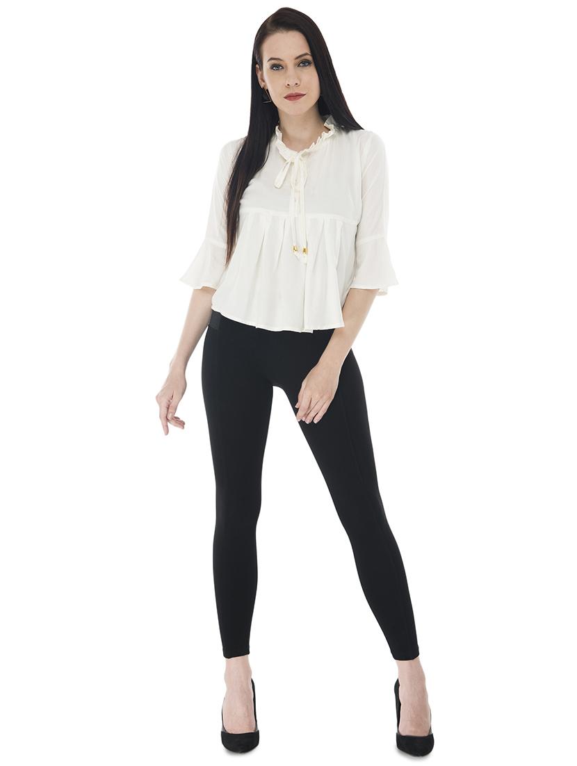 frill trim pleated high low top - 16695803 - Zoom Image - 4