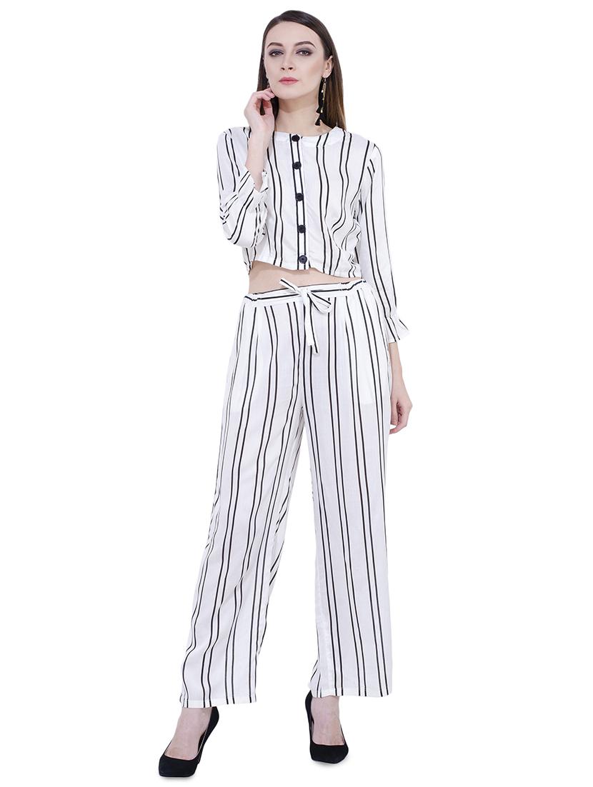tie knot striped top and palazzo set - 16695814 - Zoom Image - 1