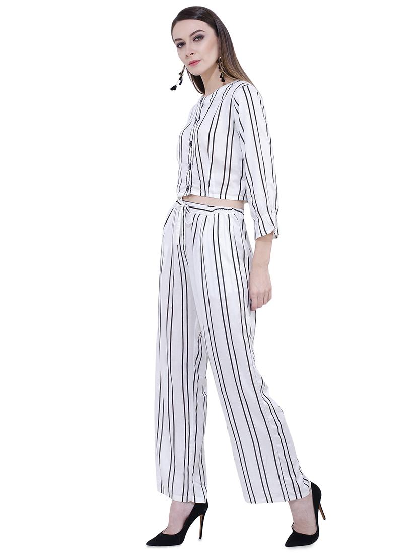 tie knot striped top and palazzo set - 16695814 - Zoom Image - 2