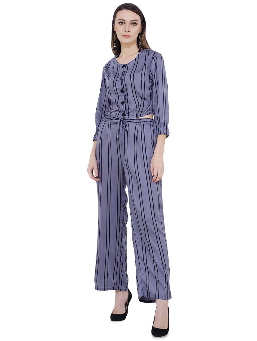 tie knot striped top and pant set - 16695816 - Zoom Image - 1