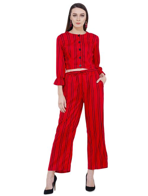 tie knot striped top and pant set - 16695817 - Standard Image - 1