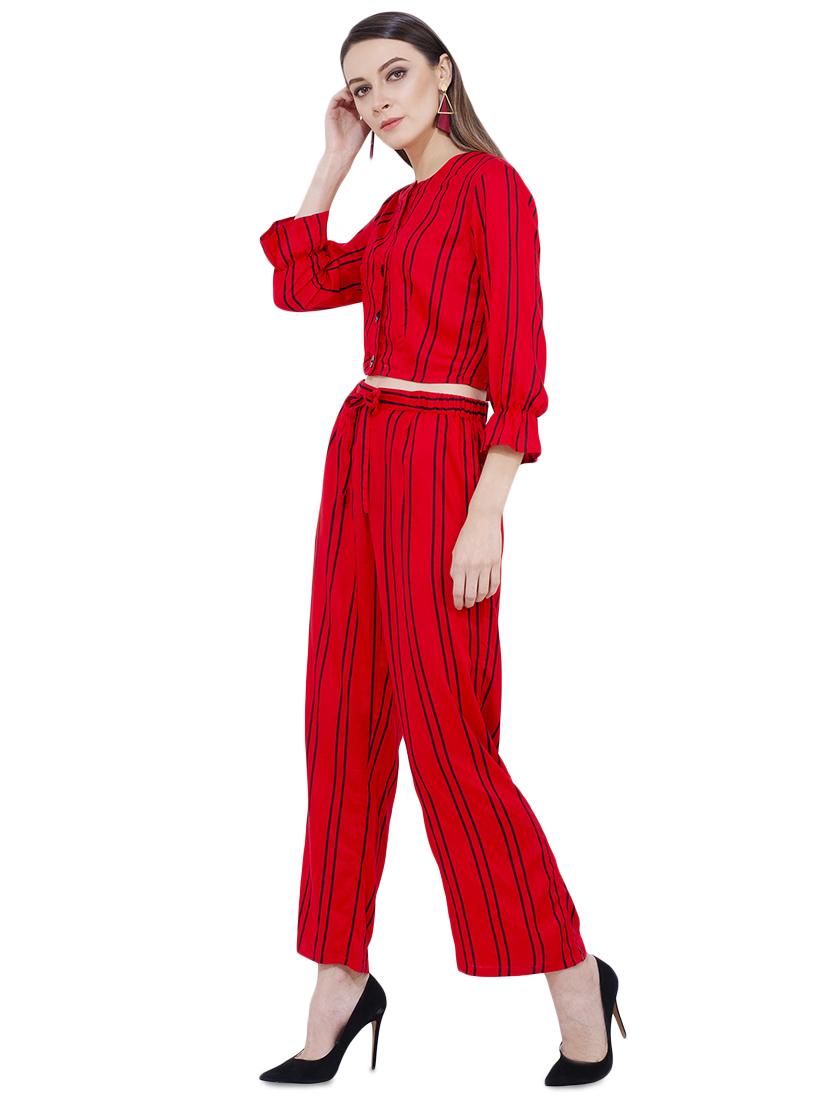 tie knot striped top and pant set - 16695817 - Zoom Image - 2