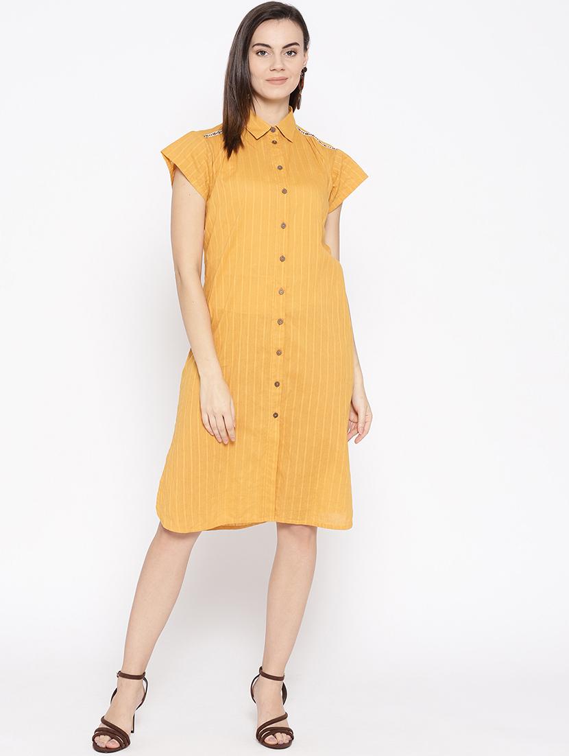 pocket detail striped a-line dress - 16695978 - Zoom Image - 1