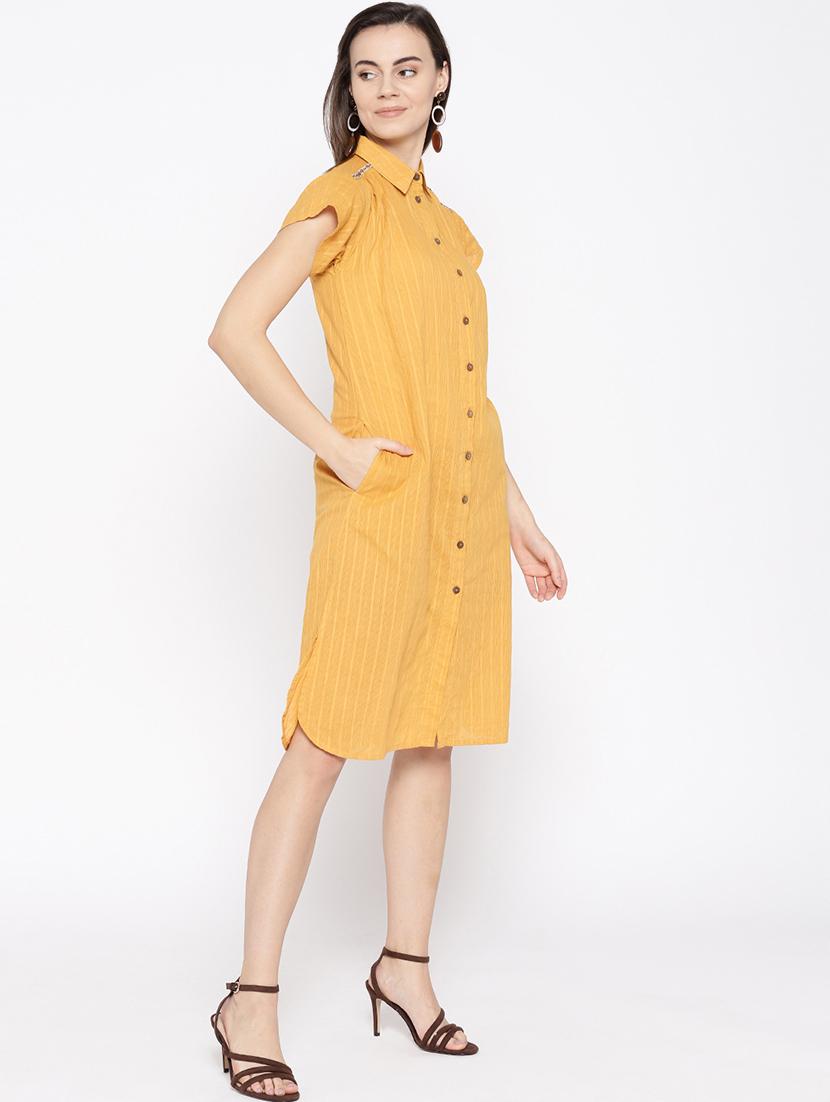 pocket detail striped a-line dress - 16695978 - Zoom Image - 2