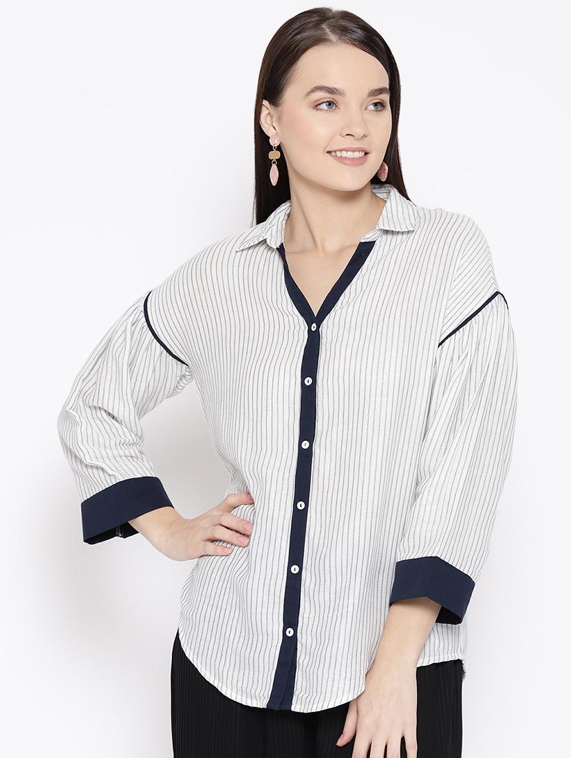 drop shoulder striped shirt - 16696157 - Zoom Image - 1