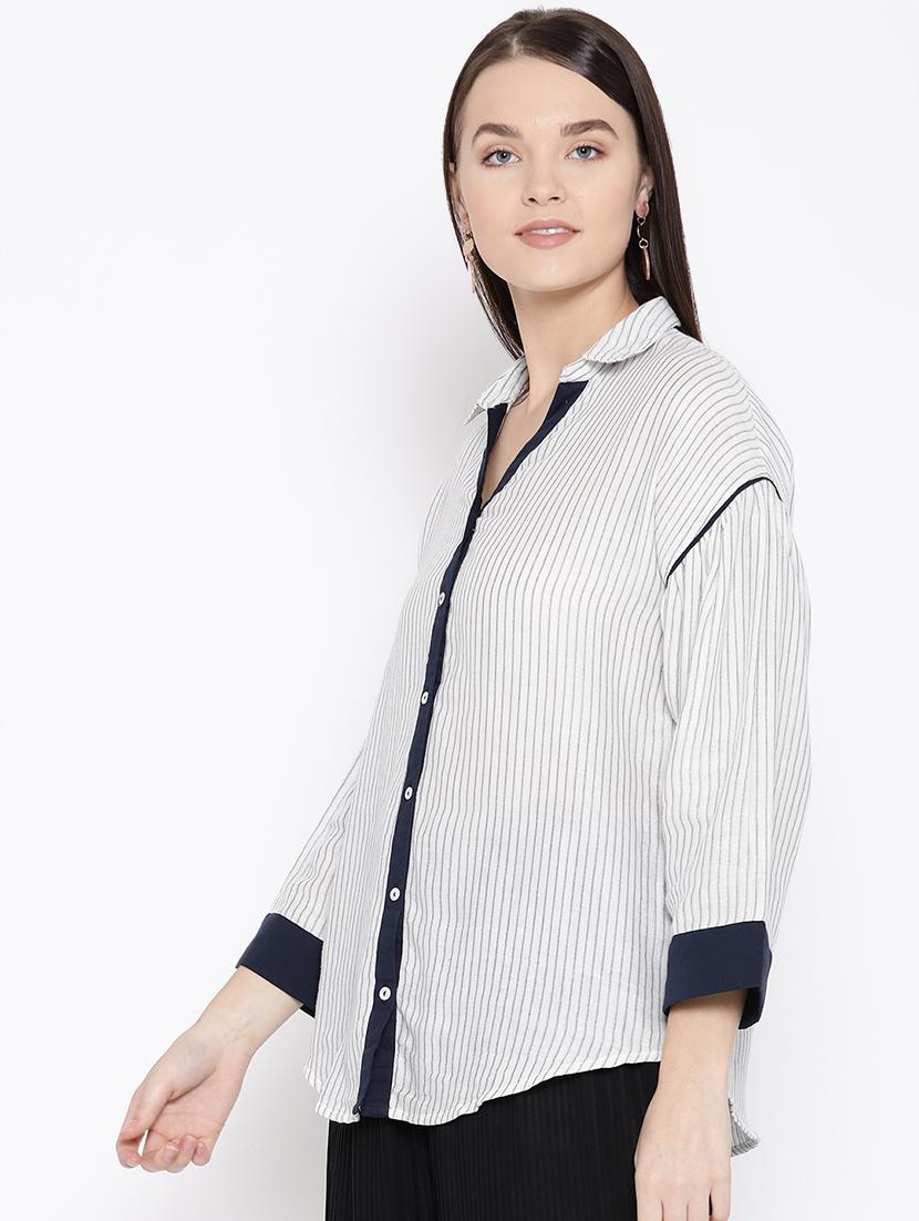 drop shoulder striped shirt - 16696157 - Zoom Image - 2
