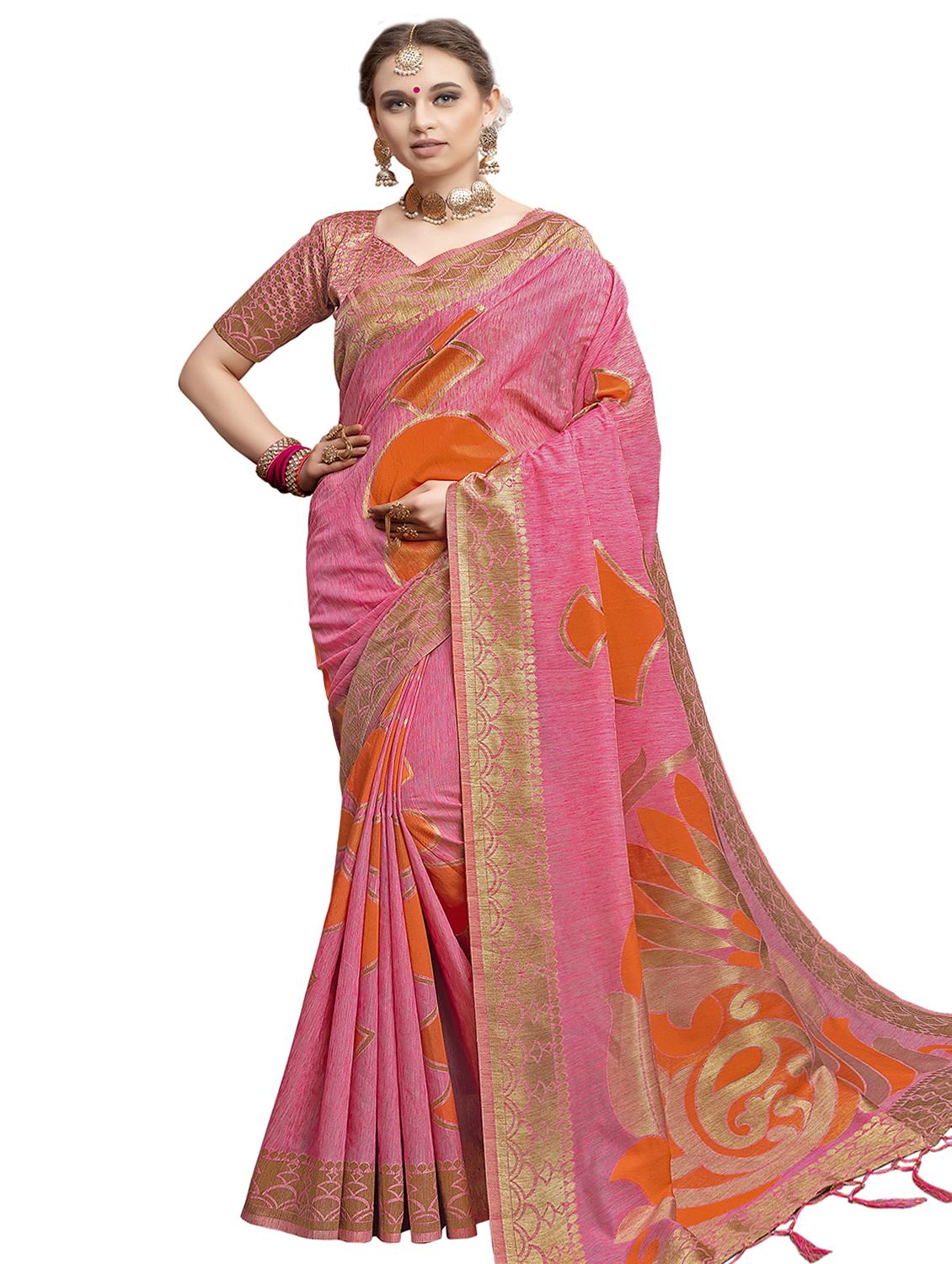 printed woven saree with blouse - 16696184 - Zoom Image - 1