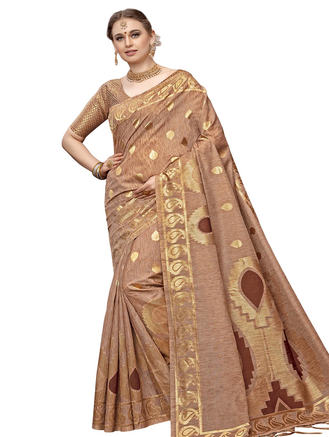 printed woven saree with blouse - 16696188 - Zoom Image - 1