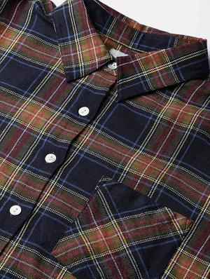 roll up sleeved plaid high low shirt - 16696211 - Standard Image - 5
