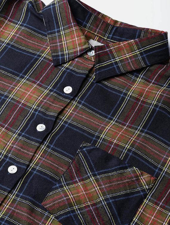 roll up sleeved plaid high low shirt - 16696211 - Zoom Image - 5