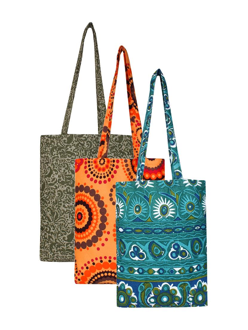 multi colored canvas combo shopping bag - 16696267 - Zoom Image - 1