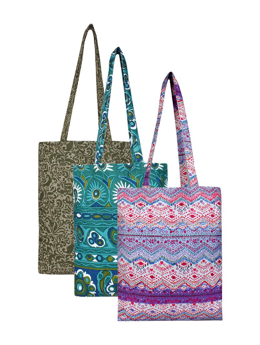 multi colored canvas combo shopping bag - 16696268 - Zoom Image - 1