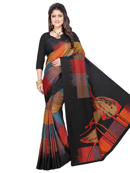 checkered printed saree with blouse - 16696636 - Standard Image - 1