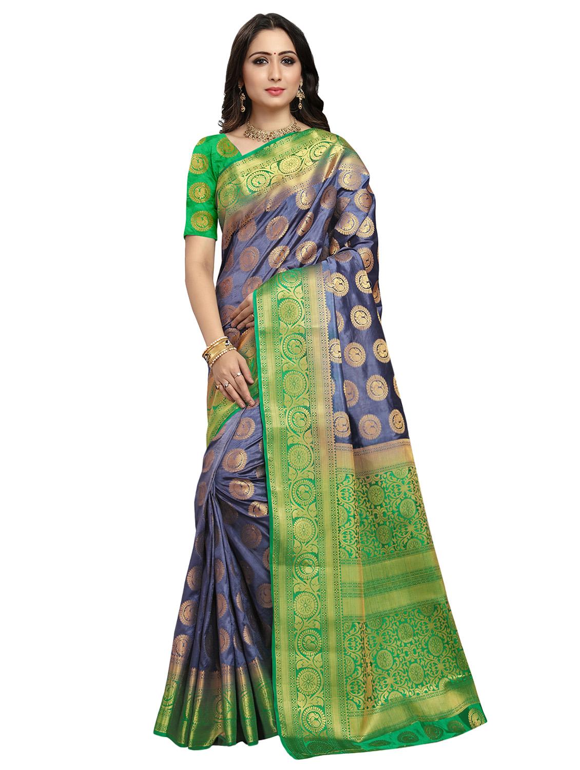 conversational kanjivaram saree with blouse - 16696668 - Zoom Image - 1
