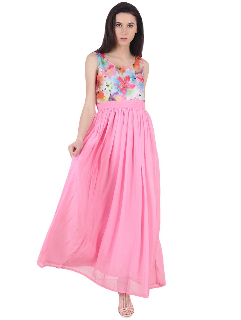 round neck gathered maxi dress - 16696867 - Zoom Image - 1