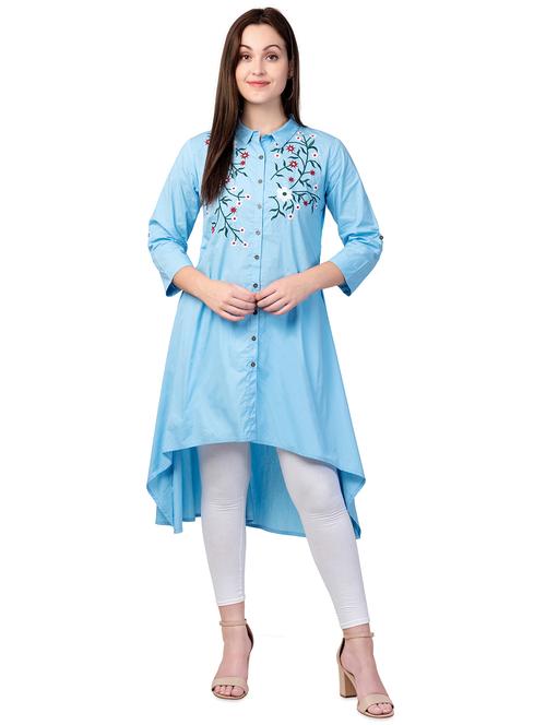 embroidered high-low kurta - 16696904 - Standard Image - 1
