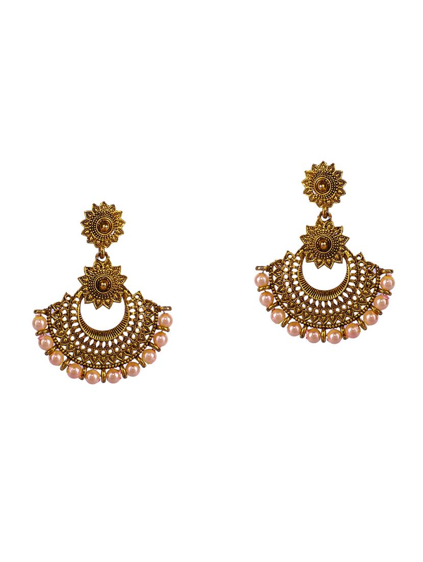 pink gold plated drop earring - 16697548 - Zoom Image - 1