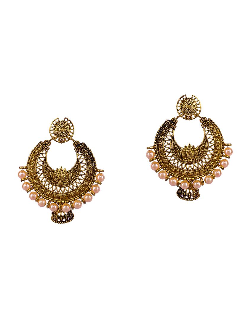 pink gold plated chandballi earring - 16697550 - Zoom Image - 1