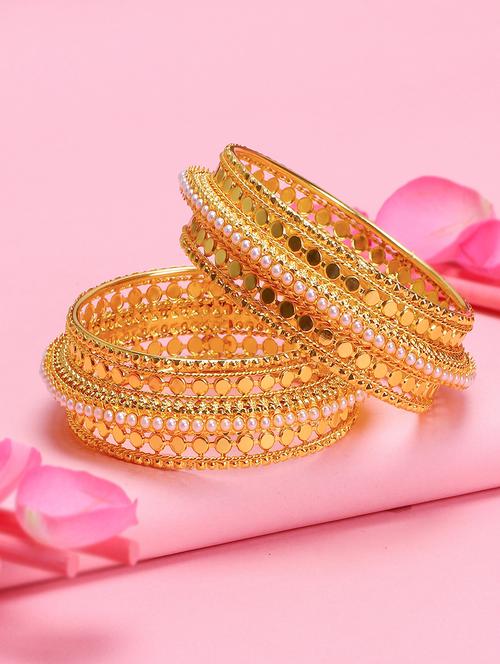gold pearl gold plated bangle - 16697883 - Standard Image - 1