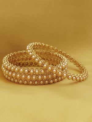 gold pearl gold plated bangle - 16697885 - Standard Image - 2