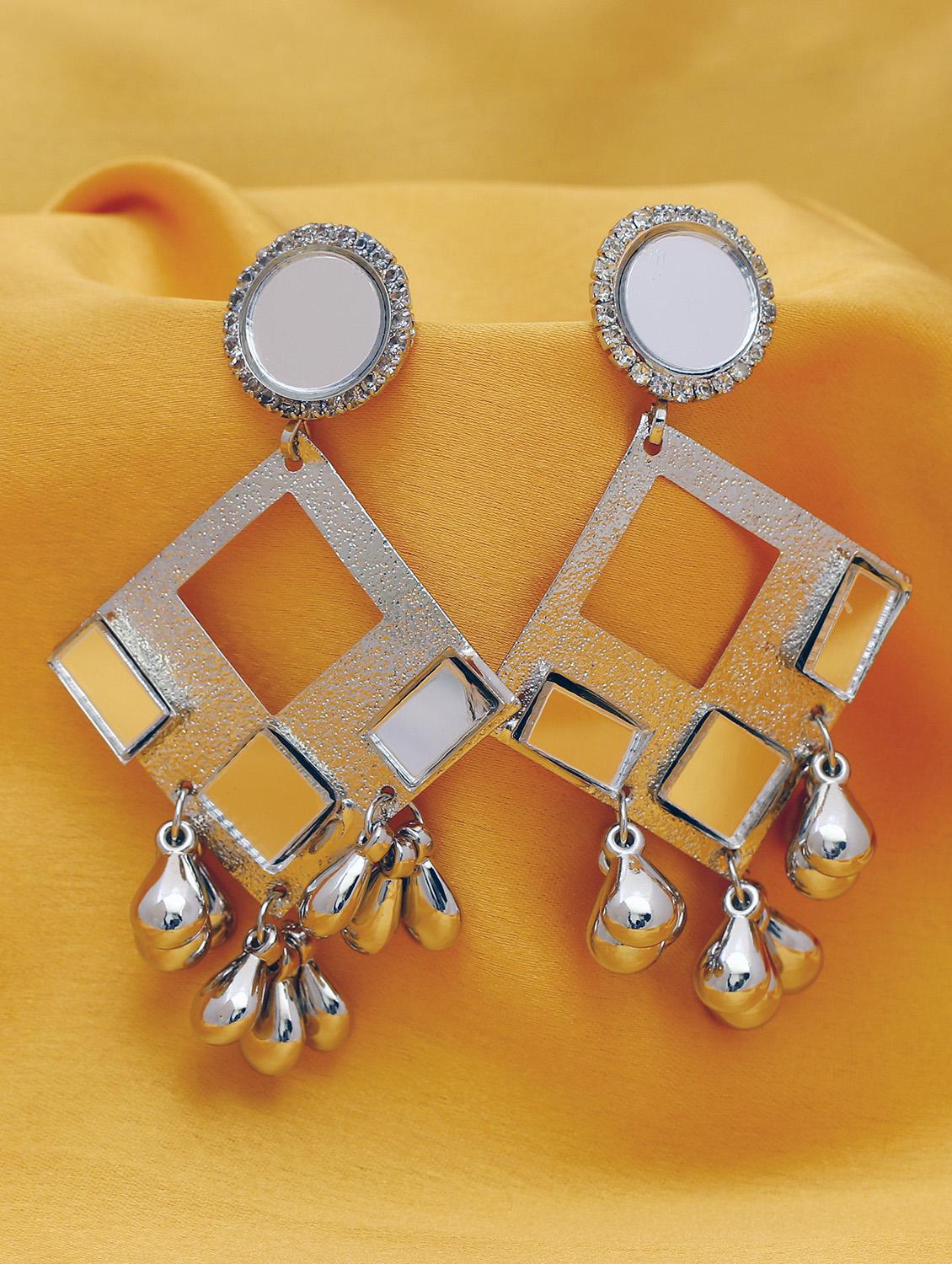 silver plated drop earring - 16698043 - Zoom Image - 1