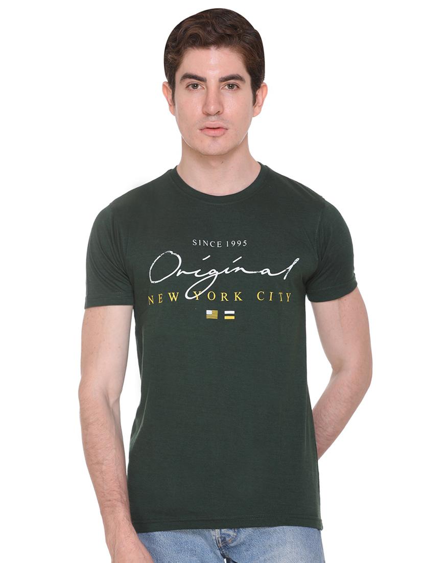 green typographic chest print t-shirt - 16698088 - Zoom Image - 1