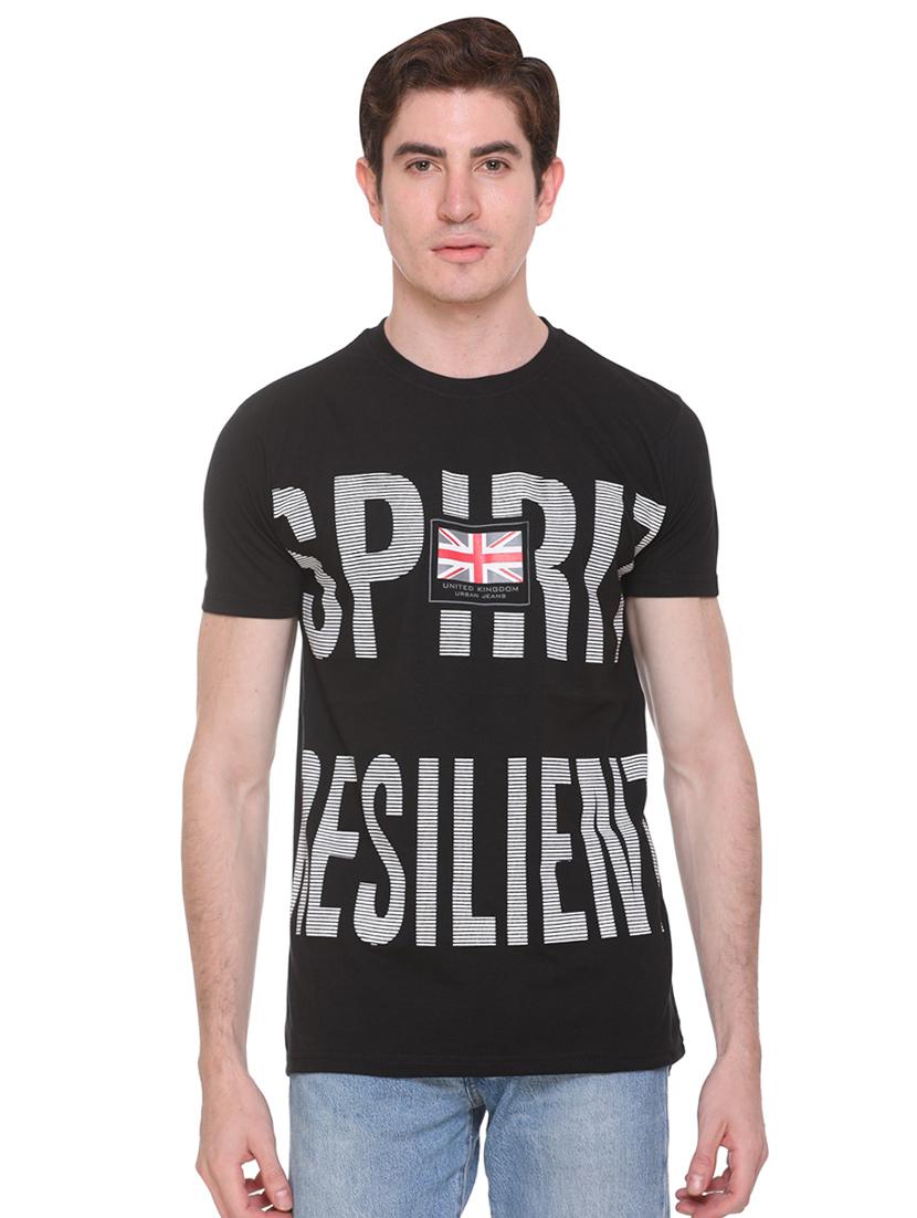 black typographic front print t-shirt - 16698100 - Zoom Image - 1