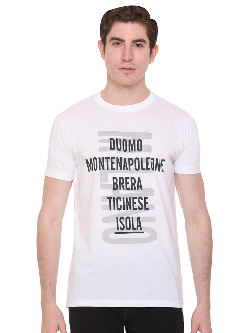 white typographic chest print t-shirt - 16698113 - Zoom Image - 1
