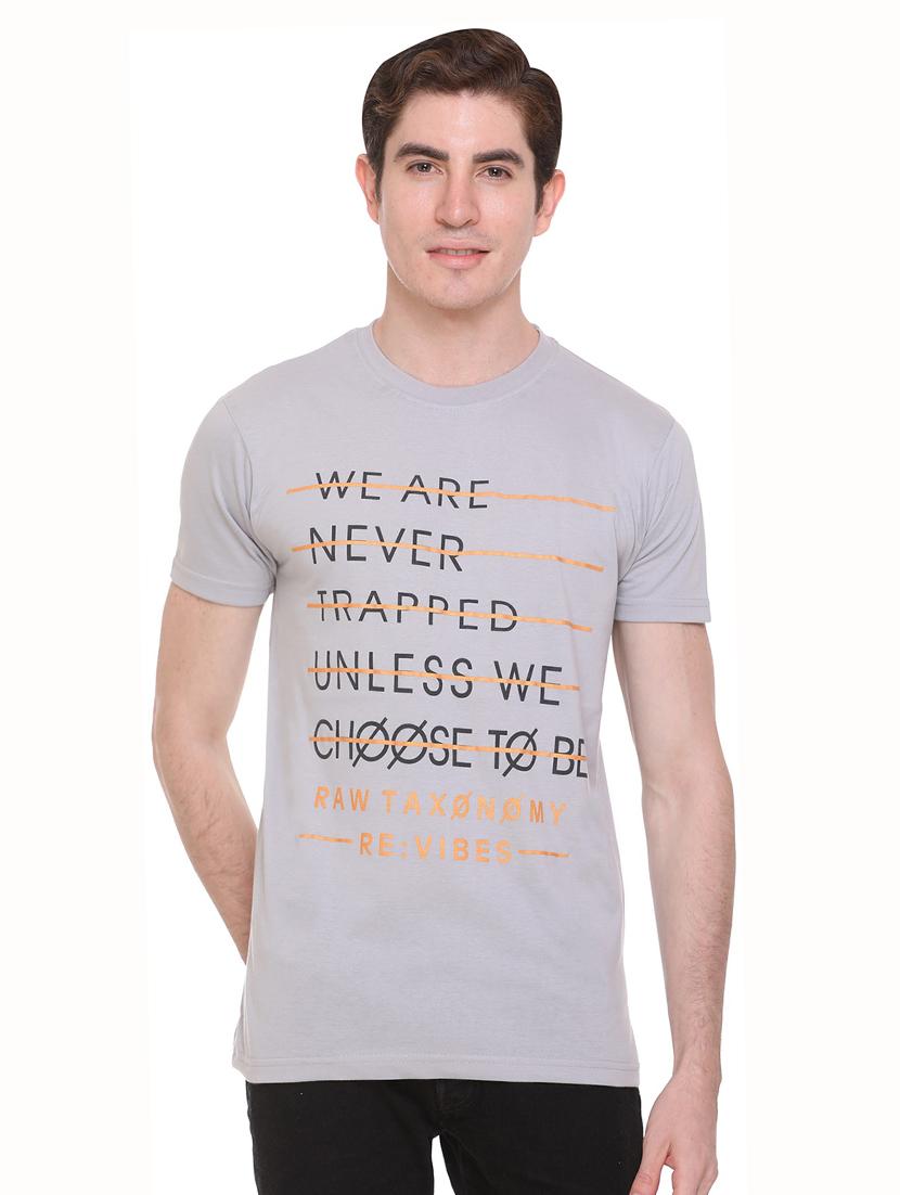 grey typographic chest print t-shirt - 16698118 - Zoom Image - 1