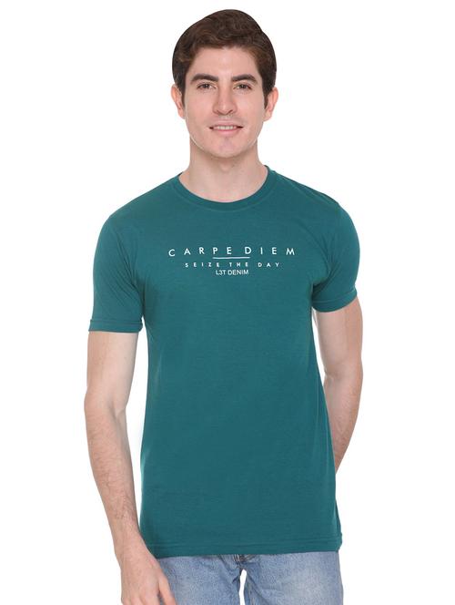 green typographic chest print t-shirt - 16698125 - Standard Image - 1