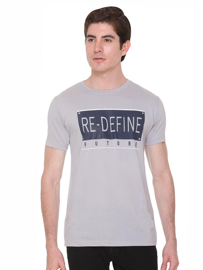 grey typographic chest print t-shirt - 16698130 - Zoom Image - 1