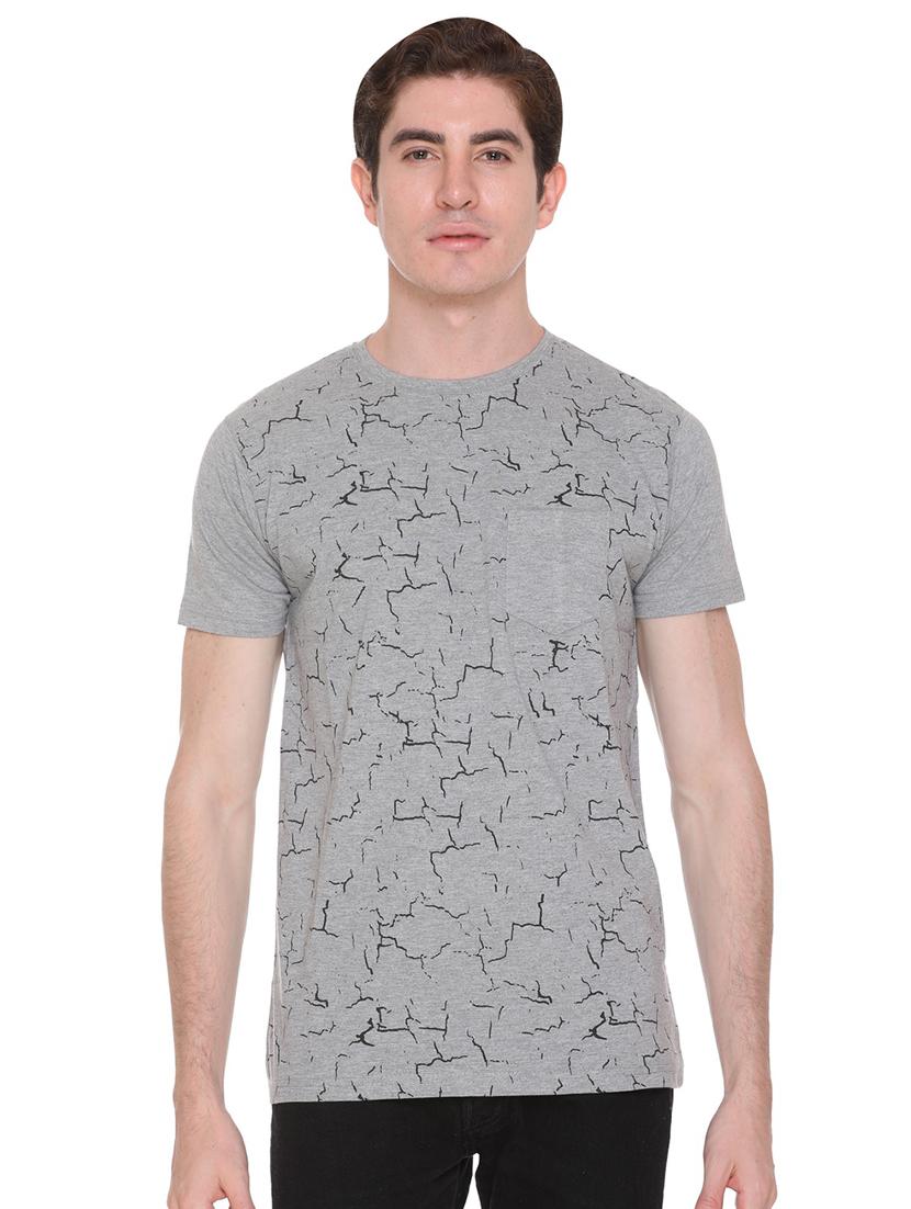 grey front print pocket t-shirt - 16698139 - Zoom Image - 1