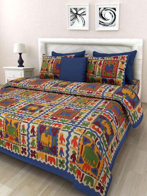 cotton double bedsheet with 2 pillow cover - 16698201 - Standard Image - 1