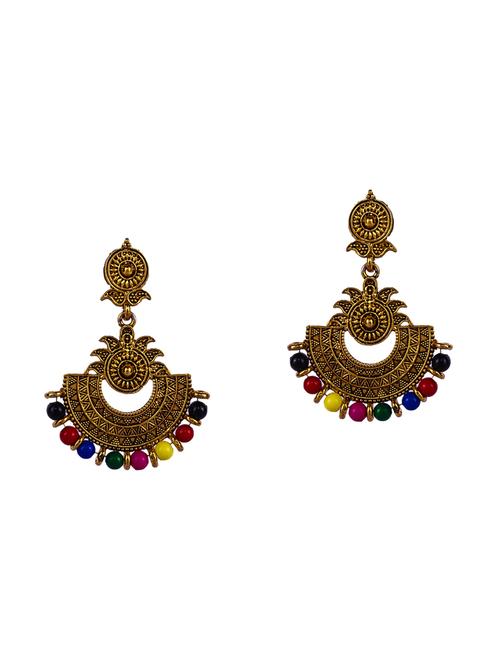 multi colored gold plated drop earring - 16698228 - Standard Image - 1