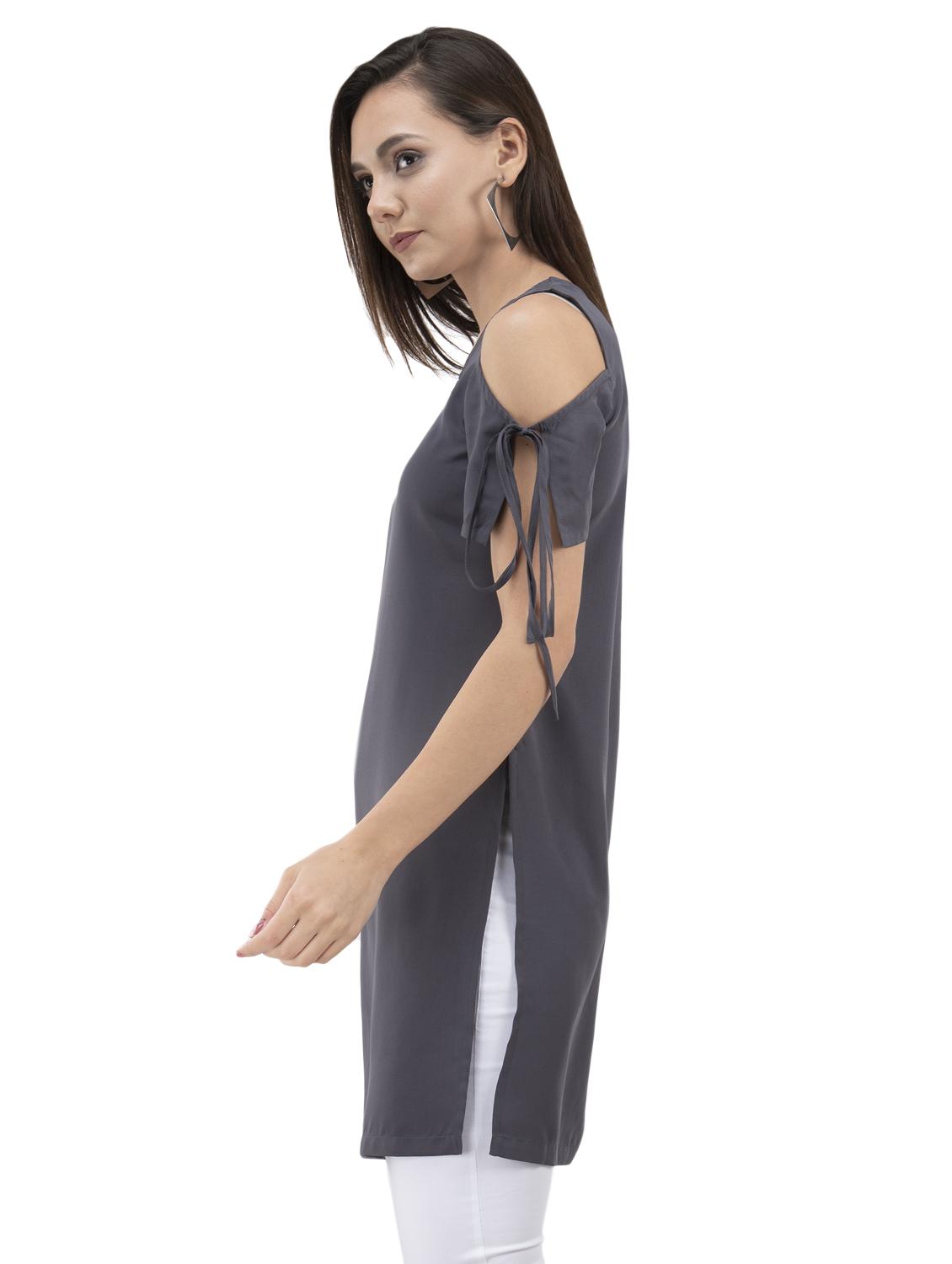 key hole neck cold shoulder top - 16698472 - Zoom Image - 2