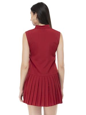 pleated hem solid shirt dress - 16698530 - Standard Image - 3