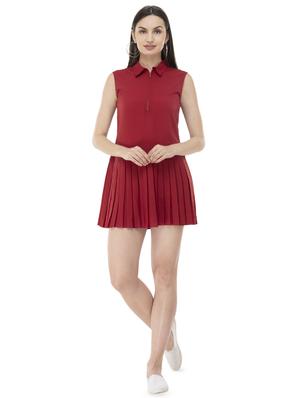 pleated hem solid shirt dress - 16698530 - Standard Image - 4
