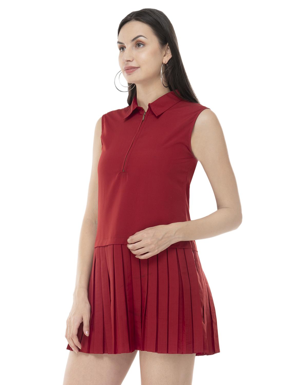 pleated hem solid shirt dress - 16698530 - Zoom Image - 2
