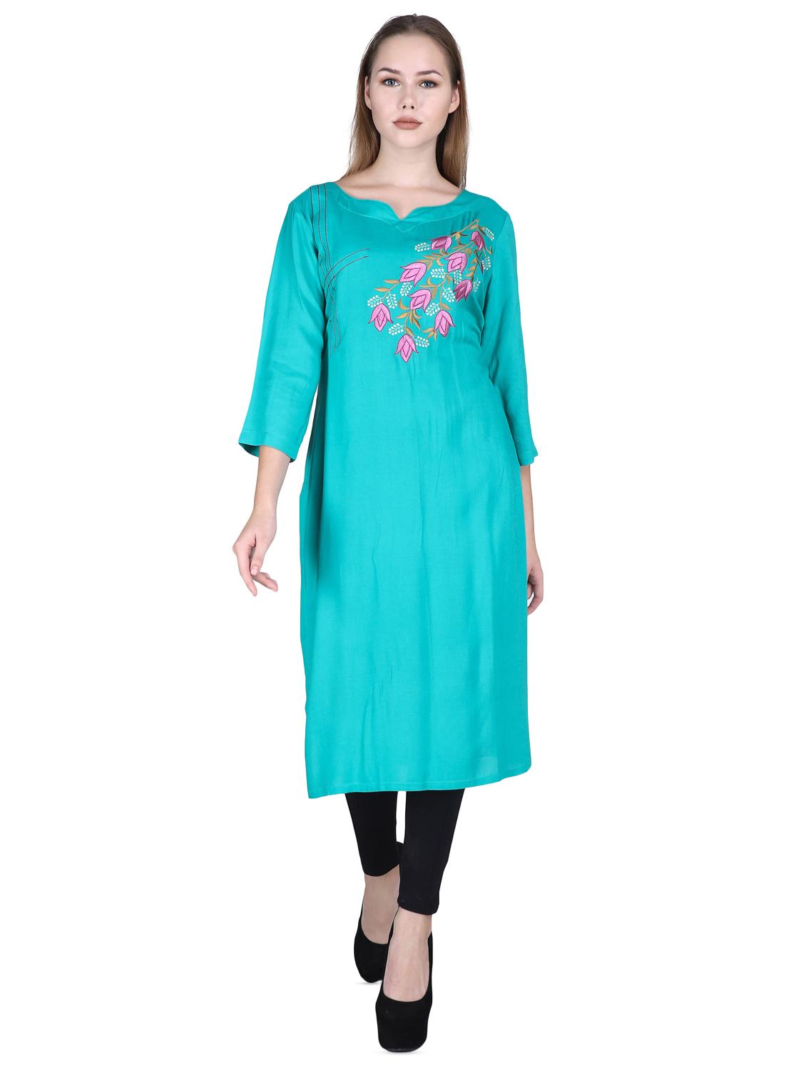 embroidered straight kurta - 16698656 - Zoom Image - 1