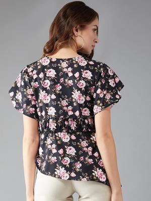 overlap neck floral asymmetric top - 16698803 - Standard Image - 2