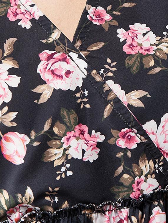 overlap neck floral asymmetric top - 16698803 - Zoom Image - 5