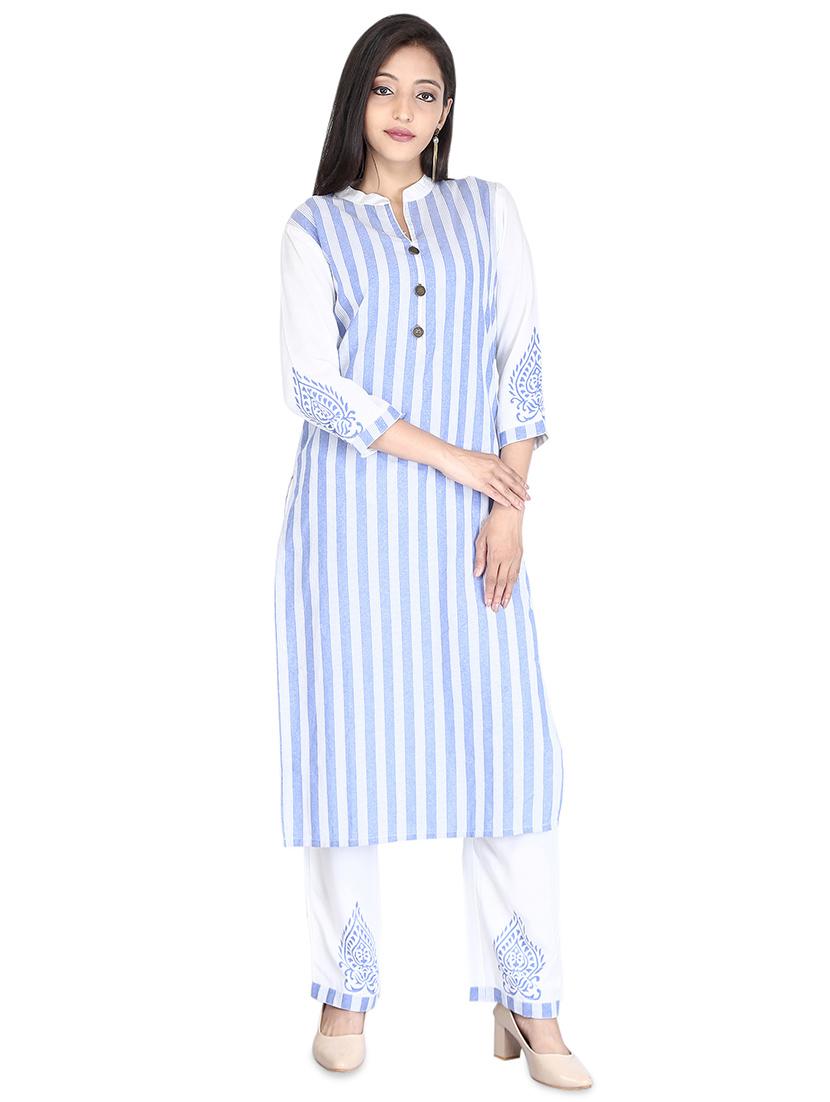 striped kurta palazzo set - 16699081 - Zoom Image - 1
