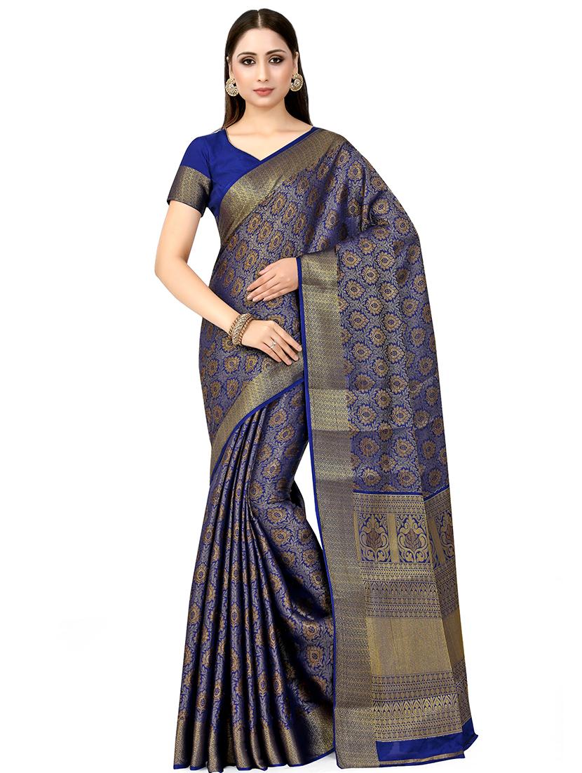 ethnic motif kanjivaram saree with blouse - 16699138 - Zoom Image - 1