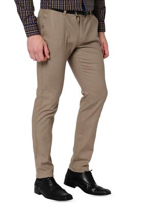 brown solid organic linen flat front casual trouser - 16699236 - Standard Image - 2