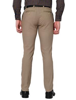 brown solid organic linen flat front casual trouser - 16699236 - Standard Image - 3